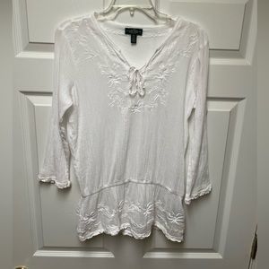 LRL Ralph Lauren Jean Company White Tie Up Blouse Women’s Size Petite PM